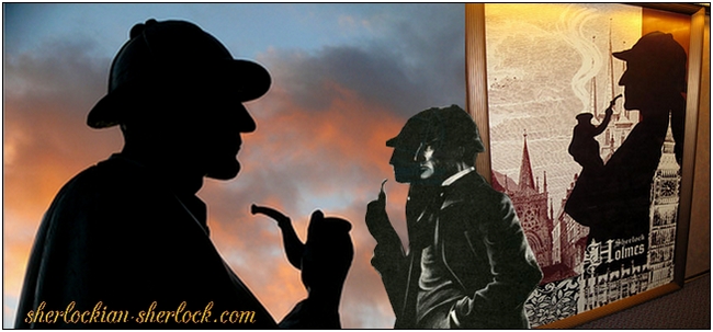 Sherlock Holmes silhouette with pipe