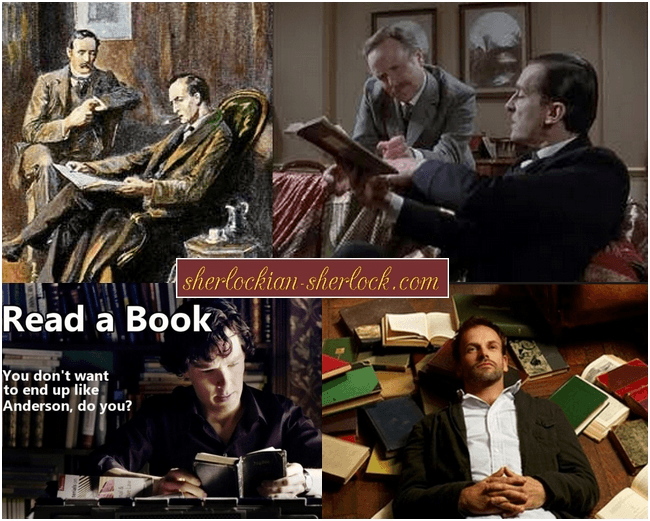 Sherlock Holmes reads book