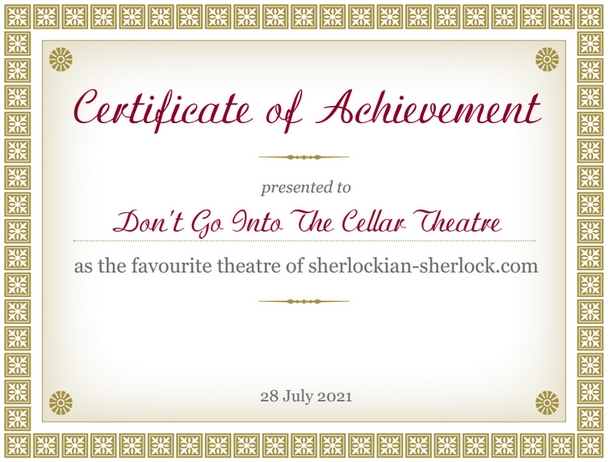 Cellar Theatre certificate